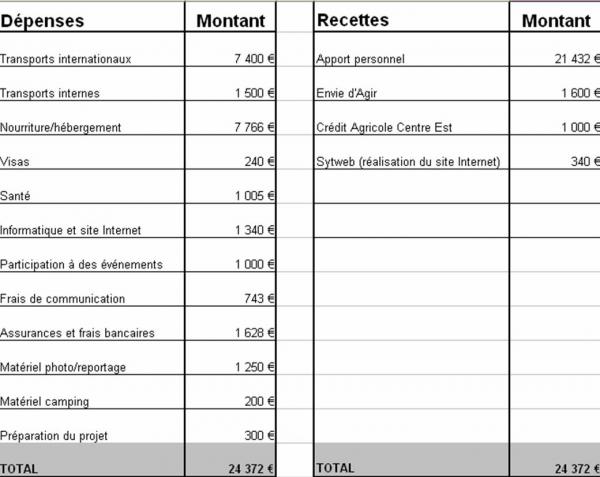 Budget du projet Themis